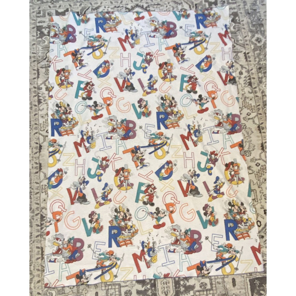 Vintage 80's Disney Chatham ABC Blanket Mickey and Friends 88”x 62" RARE. USA